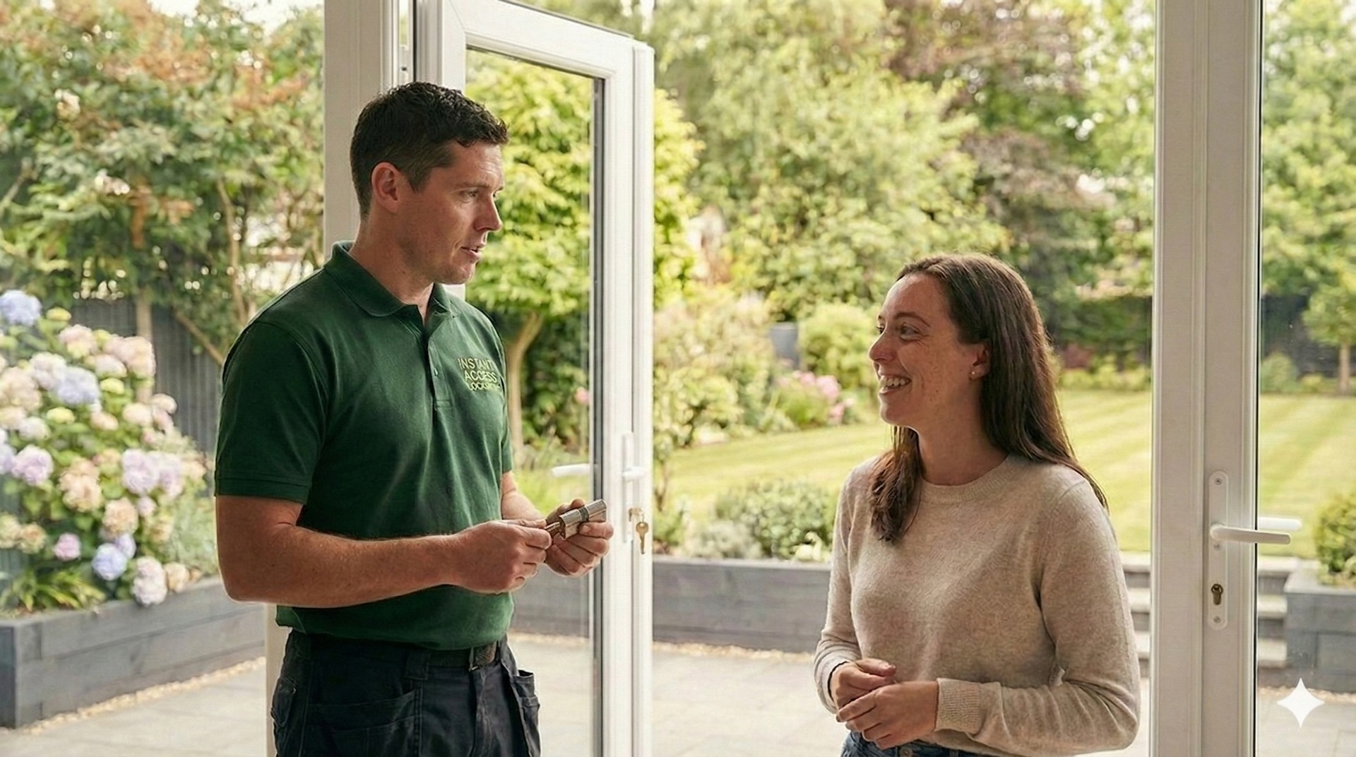 Professional locksmith providing a security consultation